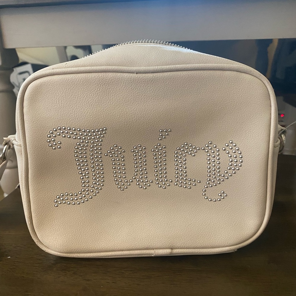 Juicy Couture Cream Color Studded Logo Crossbody Bag